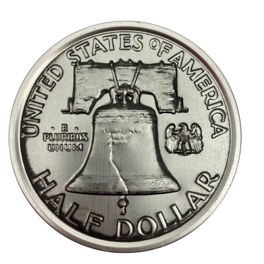 American Mint Tin Commemorative Half Dollar Recycled Steel 4.25 In Diameter